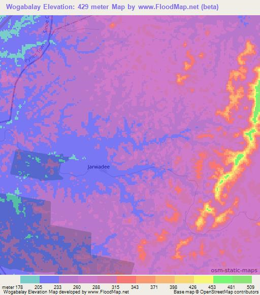 Wogabalay,Liberia Elevation Map