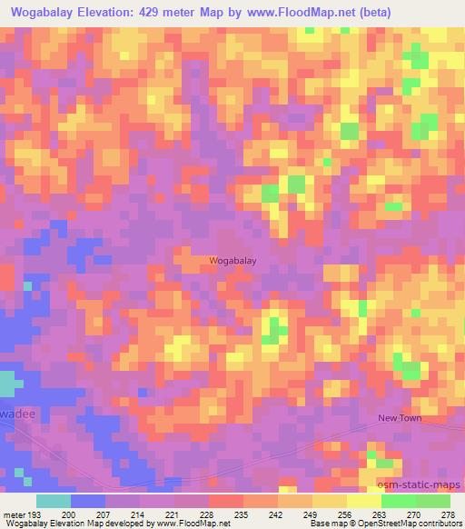 Wogabalay,Liberia Elevation Map