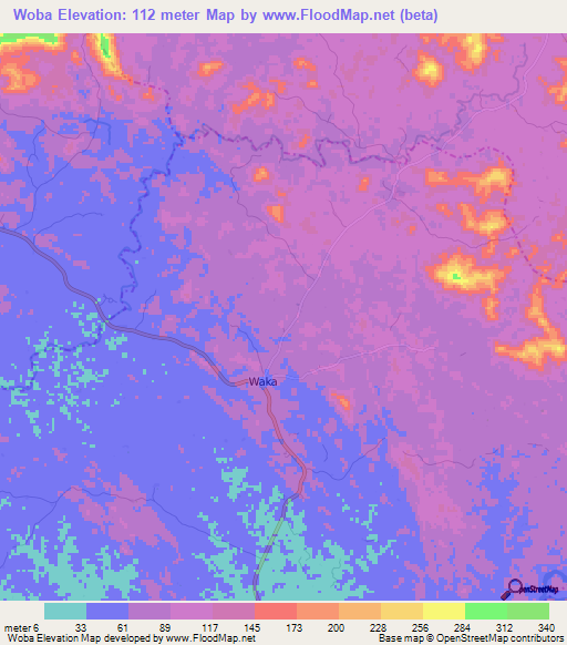 Woba,Liberia Elevation Map