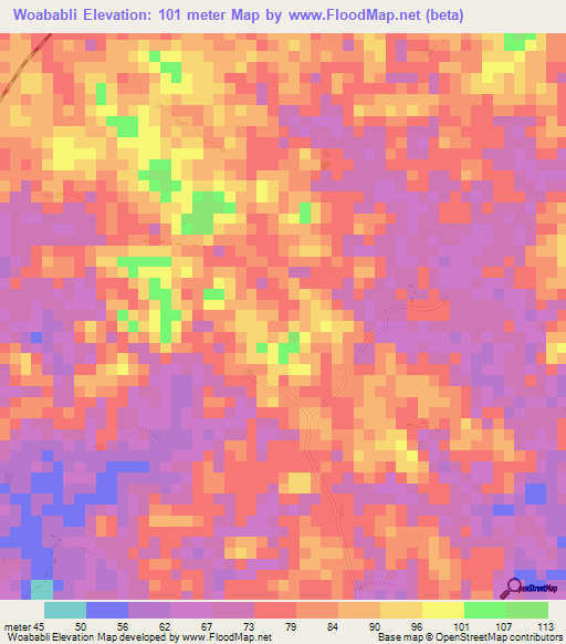 Woababli,Liberia Elevation Map