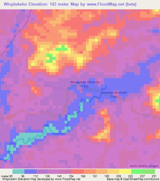 Wloplukehn,Liberia Elevation Map