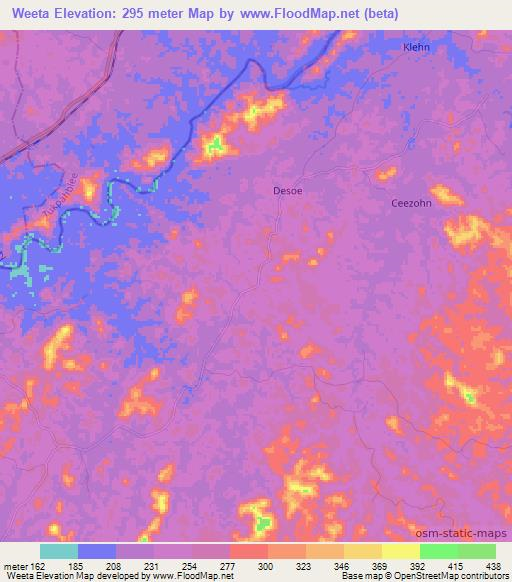 Weeta,Liberia Elevation Map