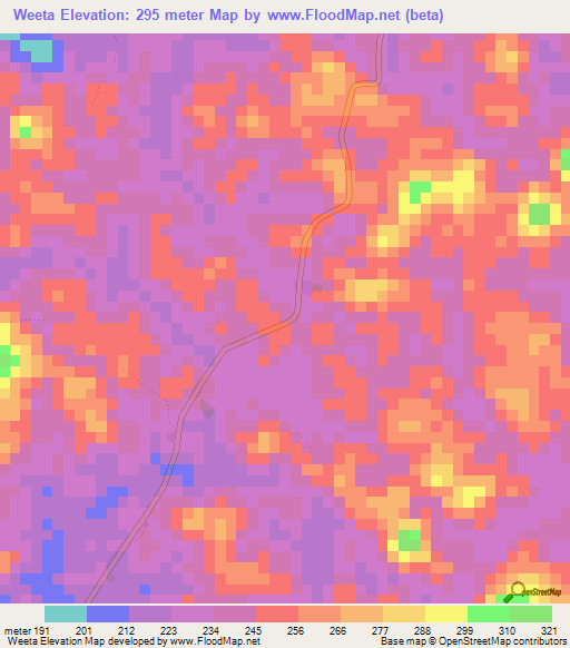 Weeta,Liberia Elevation Map
