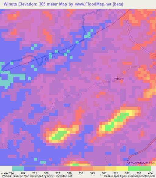 Winuta,Liberia Elevation Map