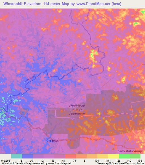 Winstonbli,Liberia Elevation Map