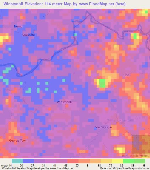 Winstonbli,Liberia Elevation Map