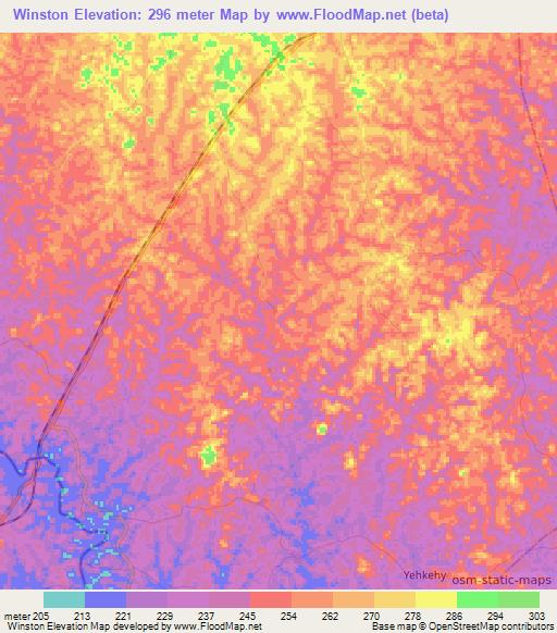 Winston,Liberia Elevation Map