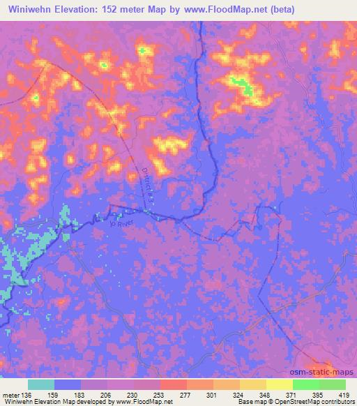 Winiwehn,Liberia Elevation Map