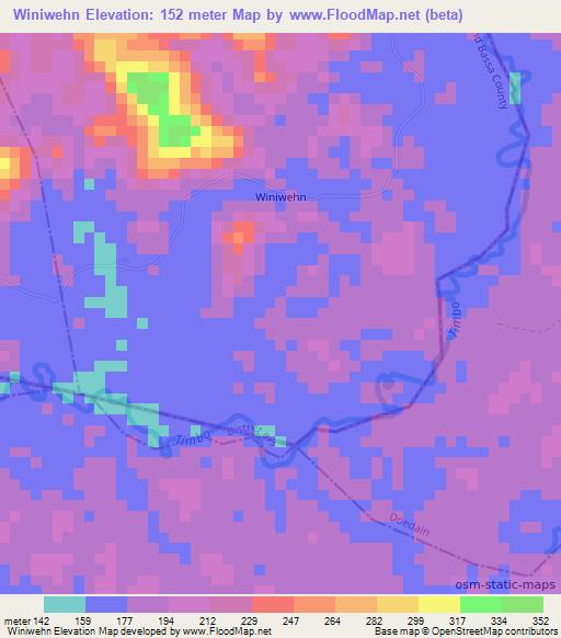 Winiwehn,Liberia Elevation Map