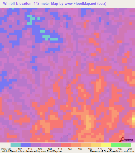 Winibli,Liberia Elevation Map