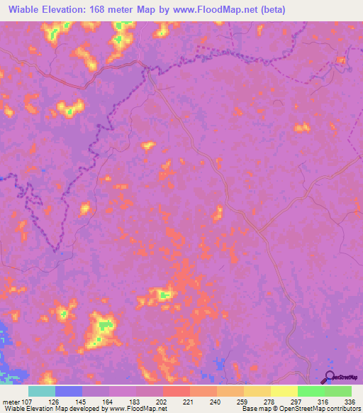 Wiable,Liberia Elevation Map