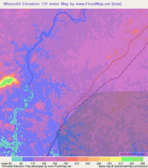 Wimoobli,Liberia Elevation Map