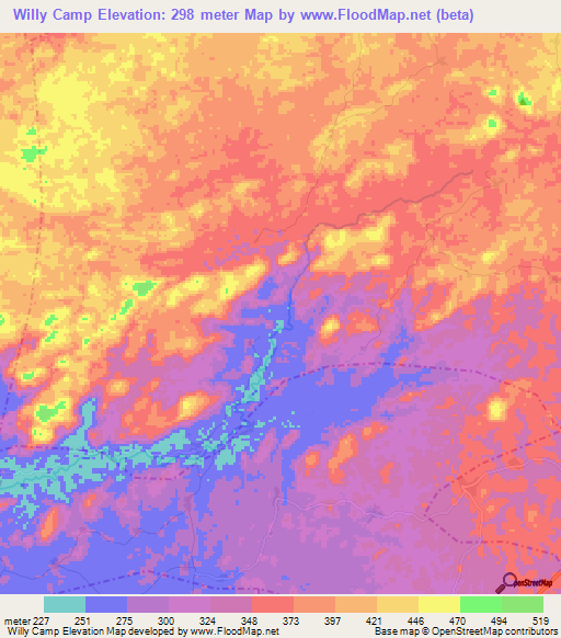 Willy Camp,Liberia Elevation Map
