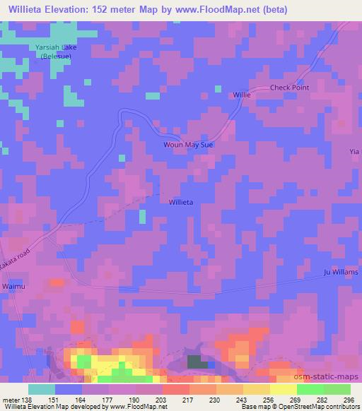 Willieta,Liberia Elevation Map