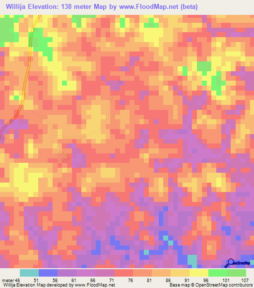 Willija,Liberia Elevation Map