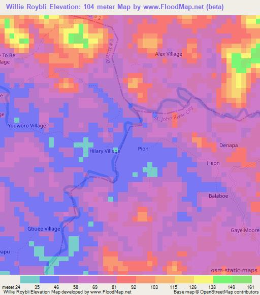 Willie Roybli,Liberia Elevation Map
