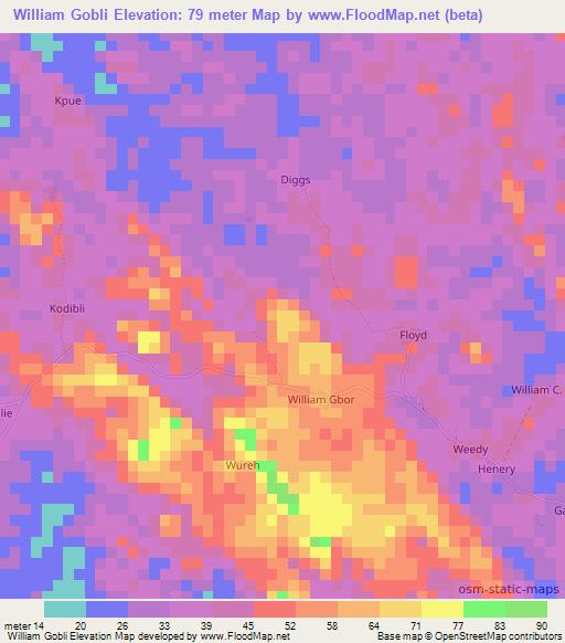 William Gobli,Liberia Elevation Map