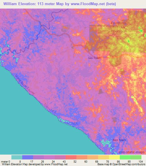 William,Liberia Elevation Map