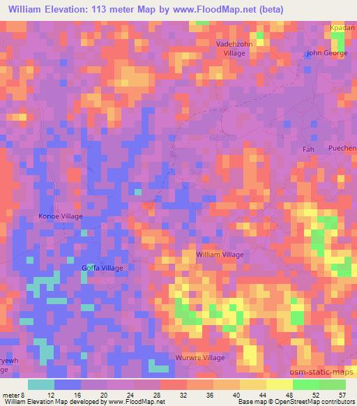 William,Liberia Elevation Map