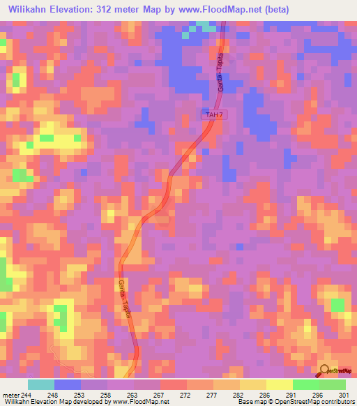 Wilikahn,Liberia Elevation Map