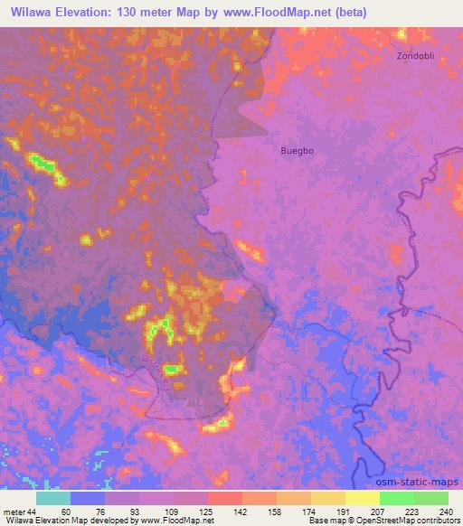 Wilawa,Liberia Elevation Map