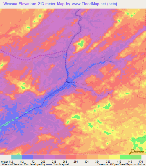 Weasua,Liberia Elevation Map