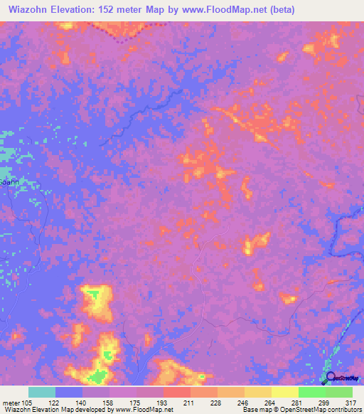 Wiazohn,Liberia Elevation Map
