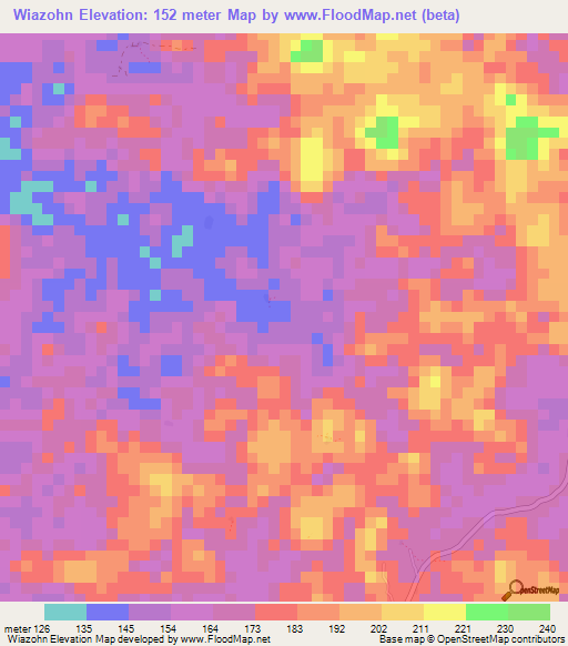Wiazohn,Liberia Elevation Map