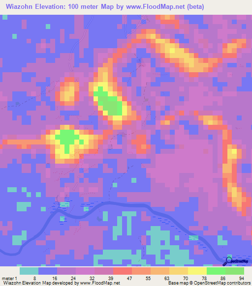 Wiazohn,Liberia Elevation Map