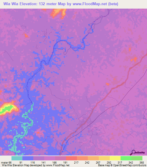 Wia Wia,Liberia Elevation Map