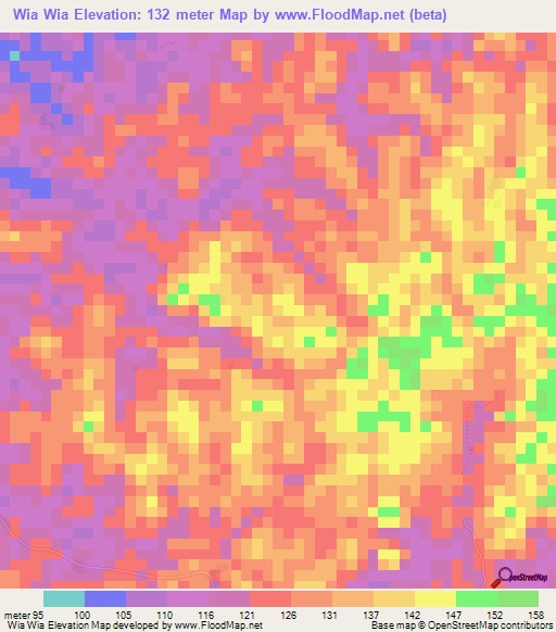 Wia Wia,Liberia Elevation Map