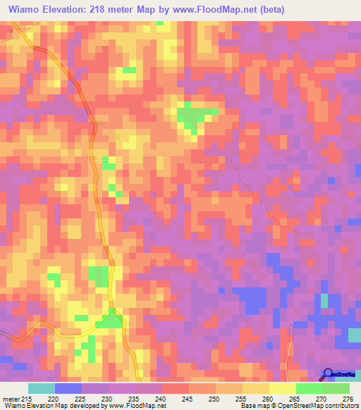 Wiamo,Liberia Elevation Map