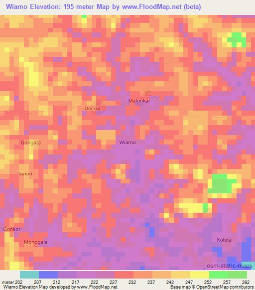 Wiamo,Liberia Elevation Map