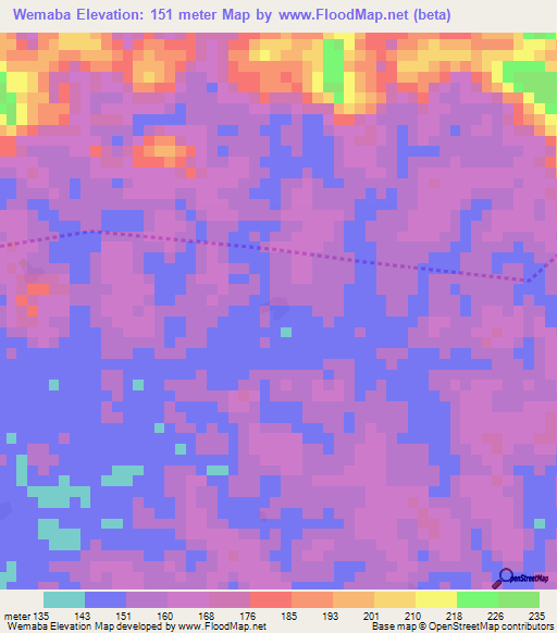 Wemaba,Liberia Elevation Map