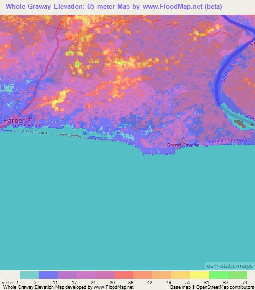Whole Graway,Liberia Elevation Map