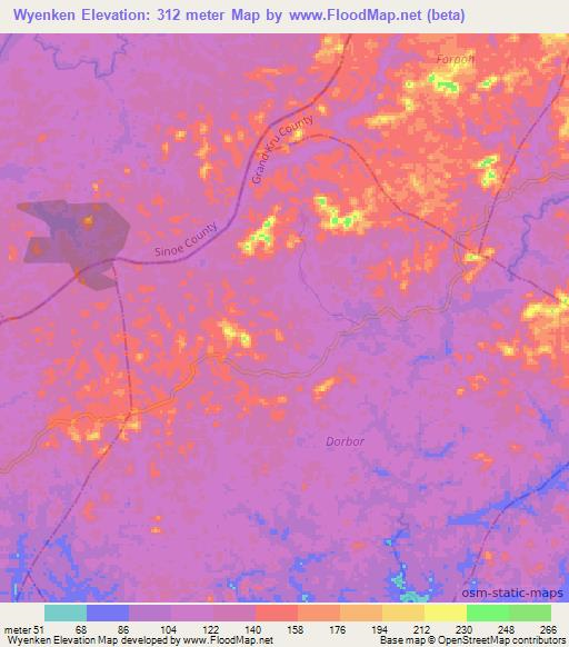 Wyenken,Liberia Elevation Map