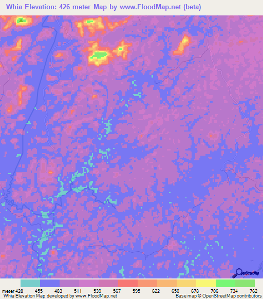 Whia,Liberia Elevation Map
