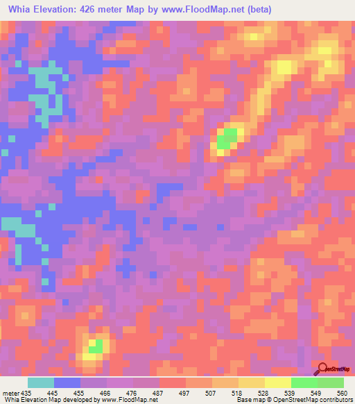 Whia,Liberia Elevation Map