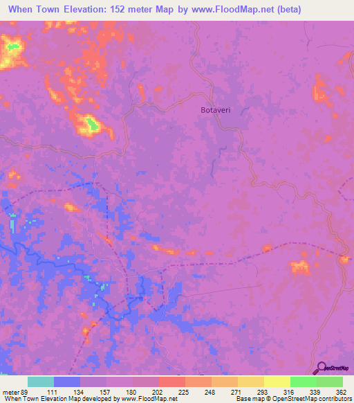 When Town,Liberia Elevation Map