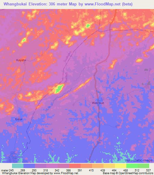 Whangbukai,Liberia Elevation Map