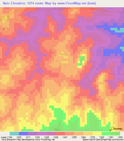 Nyio,Uganda Elevation Map