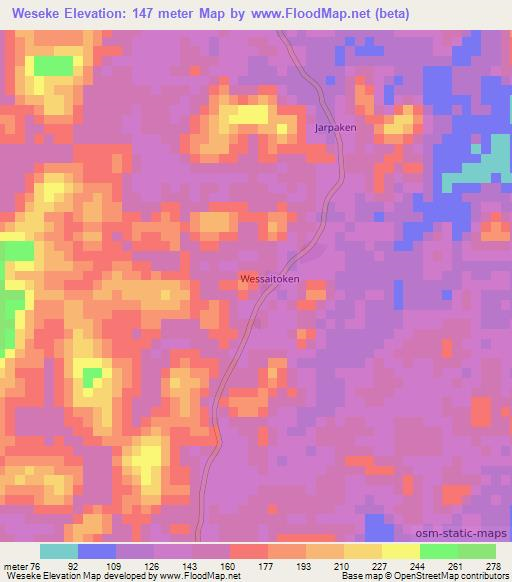 Weseke,Liberia Elevation Map