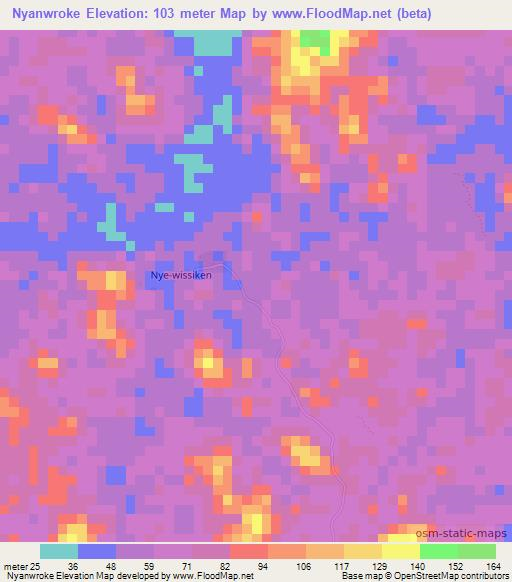 Nyanwroke,Liberia Elevation Map