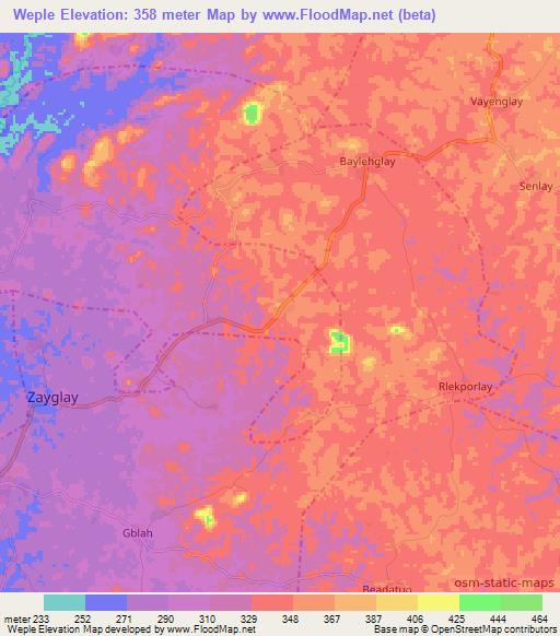 Weple,Liberia Elevation Map