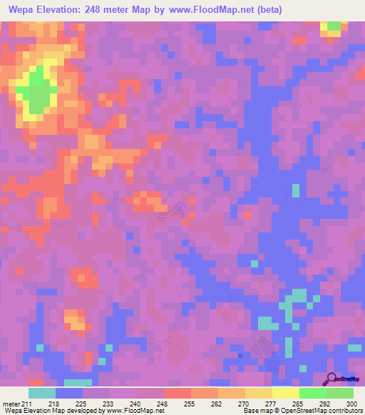 Wepa,Liberia Elevation Map