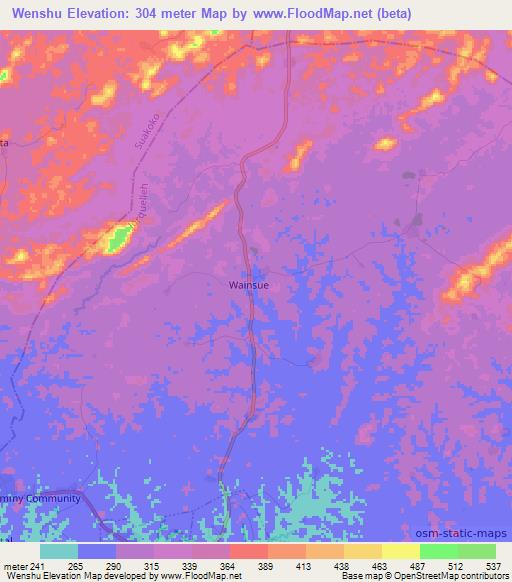 Wenshu,Liberia Elevation Map