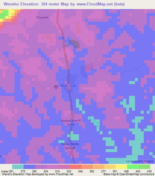 Wenshu,Liberia Elevation Map
