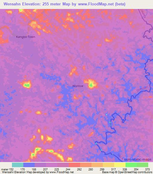 Wensahn,Liberia Elevation Map
