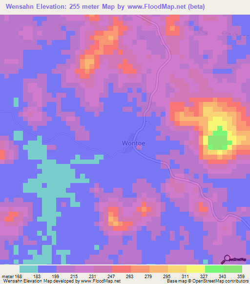 Wensahn,Liberia Elevation Map