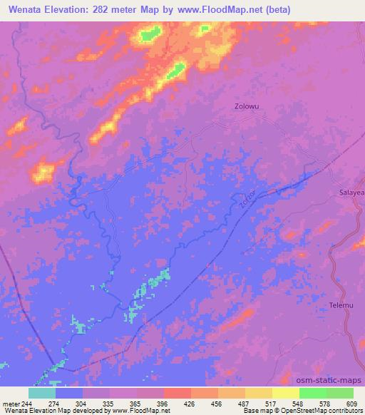 Wenata,Liberia Elevation Map